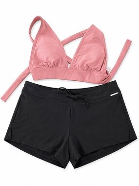 ZeroXposur Pink Top with Black Swim Shorts